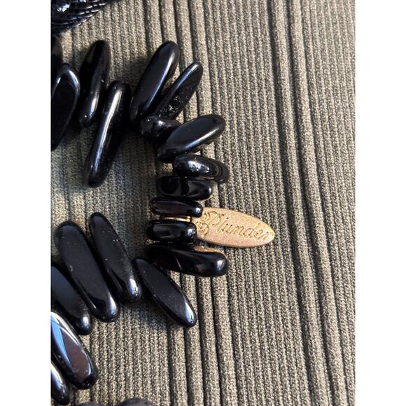 Plunder 3 Bracelets Black Elastic Beaded Charm Stackable BOHO Glam Layered - Picture 5 of 8